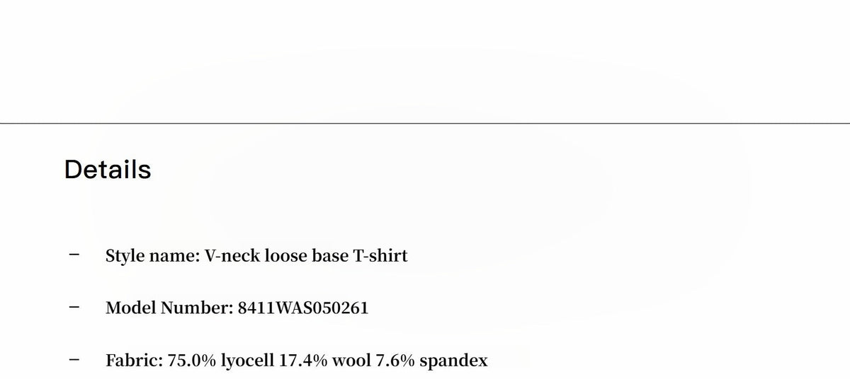 Machine washable Tencel wool V-neck two-wear elastic hem T-shirt bottoming shirt