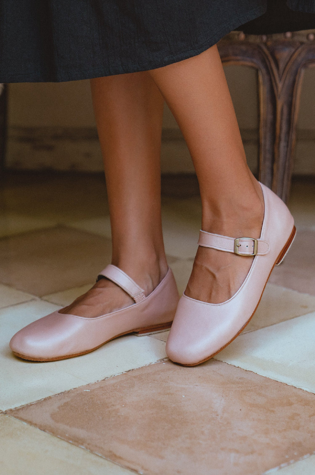 Pantofi tip balerini Belle Rose Mary Jane din piele