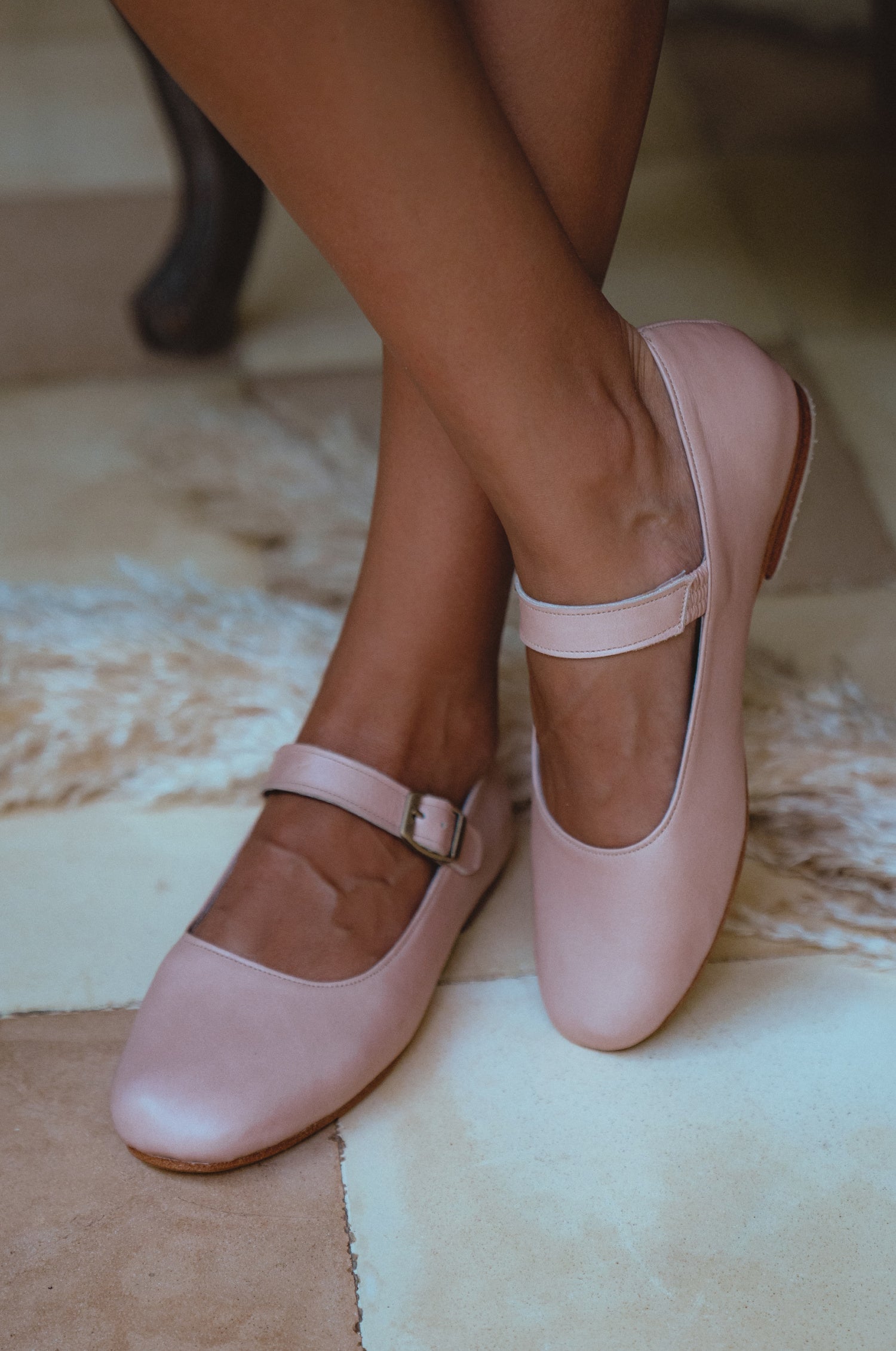 Pantofi tip balerini Belle Rose Mary Jane din piele