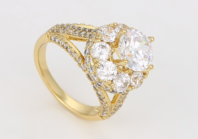 Leila Inel Elegant Placat cu Aur de 14K