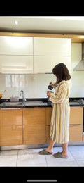4-Layer Muslin Adult Bathrobe Striped