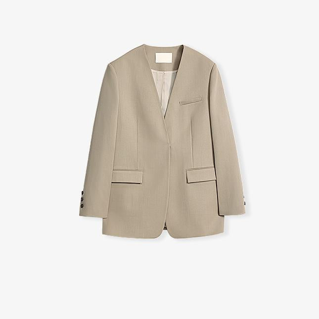 Australian Merino Wool Classic Simple Collarless Deep V-Neck Suit