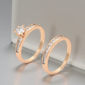 JOSEFINE Gold Ring Set of 2 | Stackable Rings with White Crystal | Gift for Her