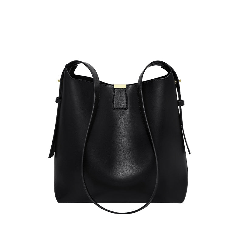 Minimalist Genuine Leather Bucket Shoulder Bag