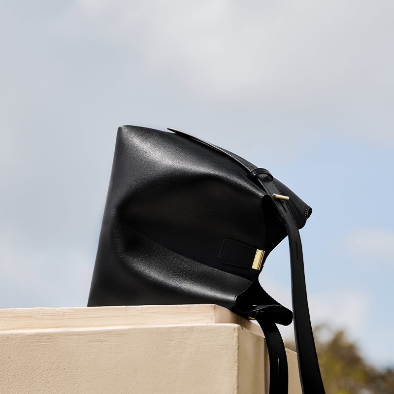 Minimalist Genuine Leather Bucket Shoulder Bag