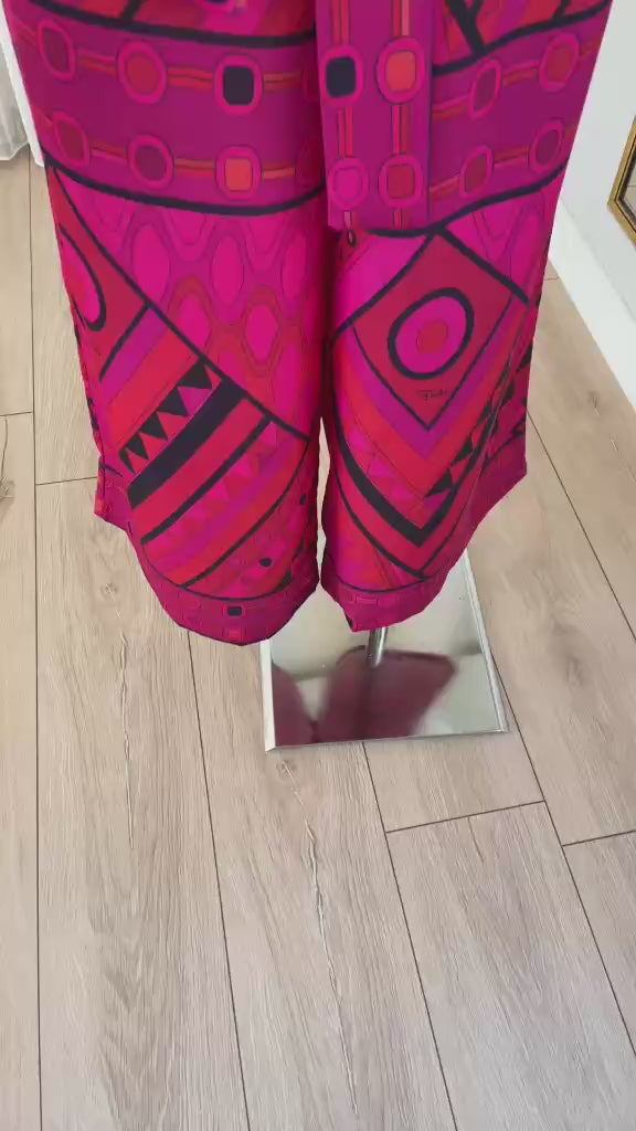 Pink Geometric Kimono Set | Luxury Resort Wear | Designer-Inspired Statement Piece