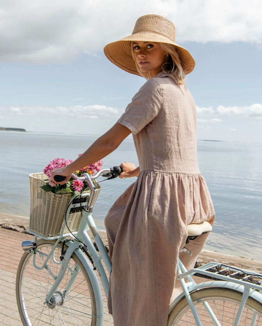 Beige Linen Shirt Maxi Dress (Syncee)
