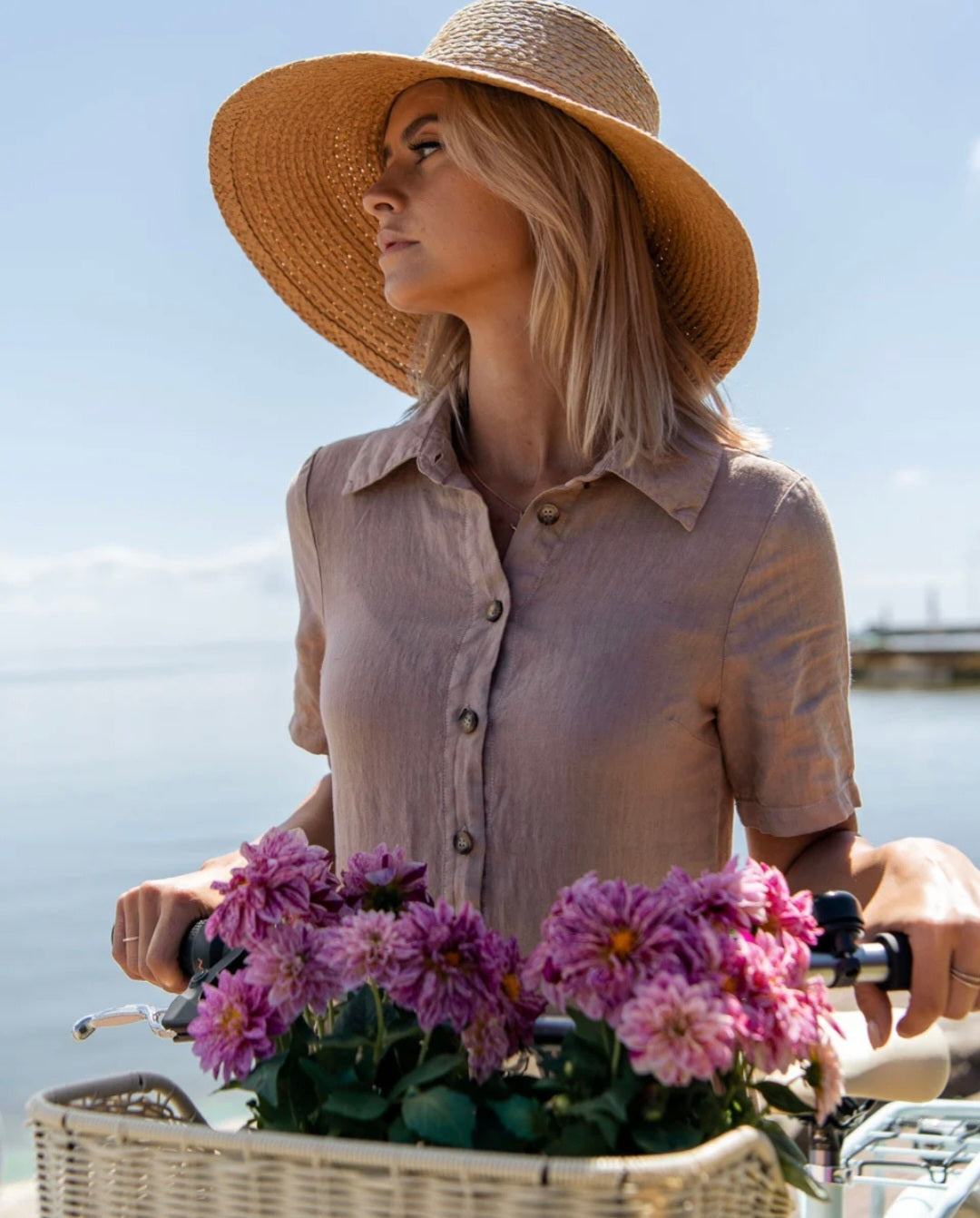 Beige Linen Shirt Maxi Dress (Syncee)