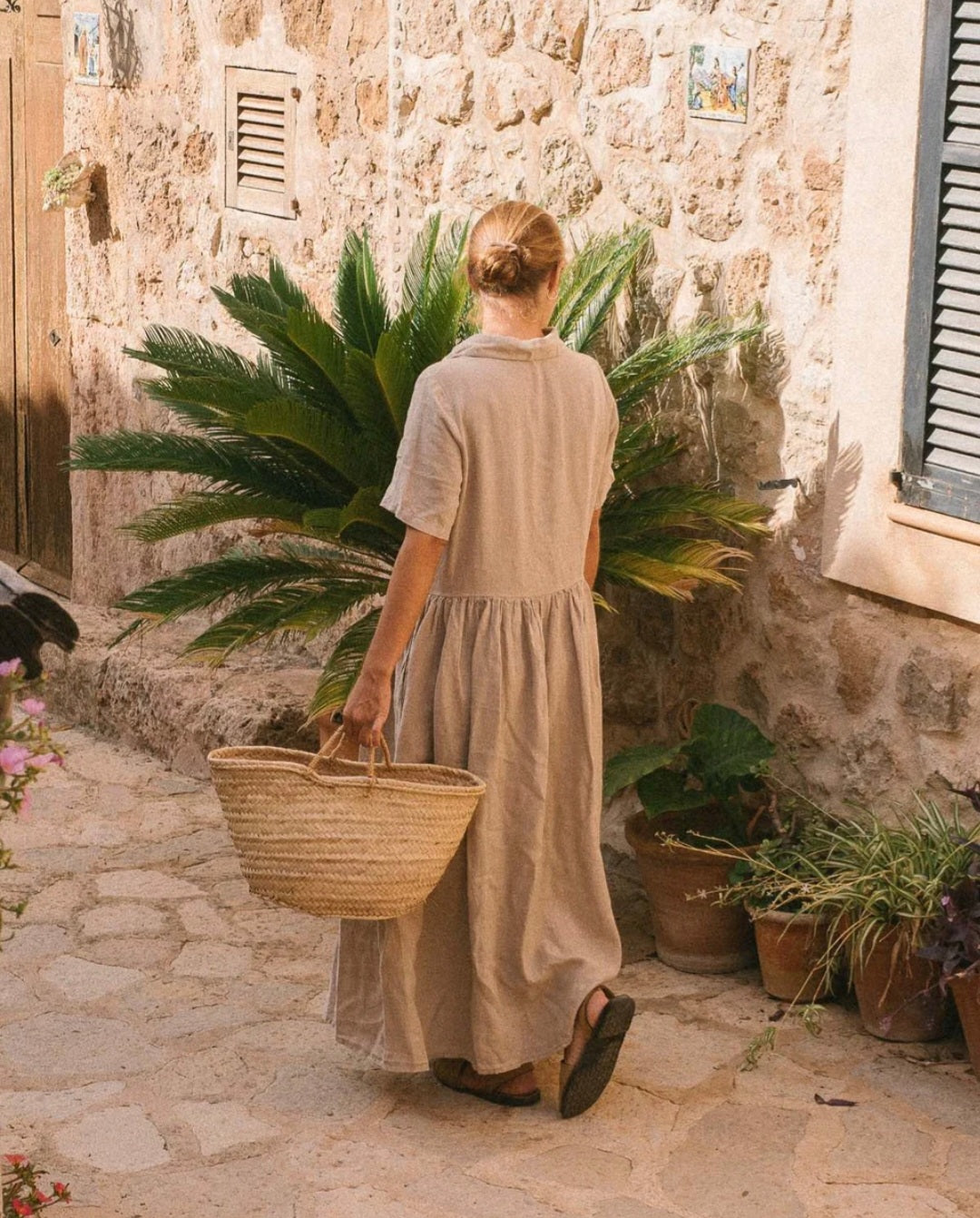 Beige Linen Shirt Maxi Dress (Syncee)